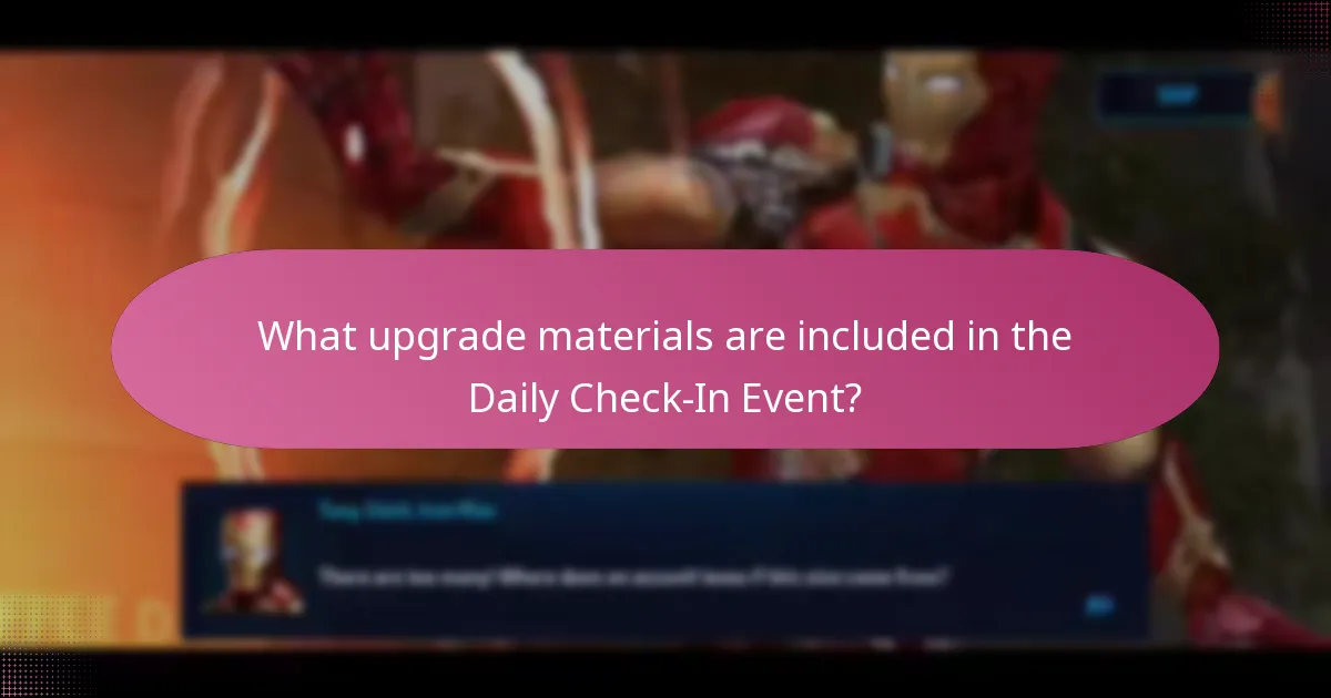 What upgrade materials are included in the Daily Check-In Event?